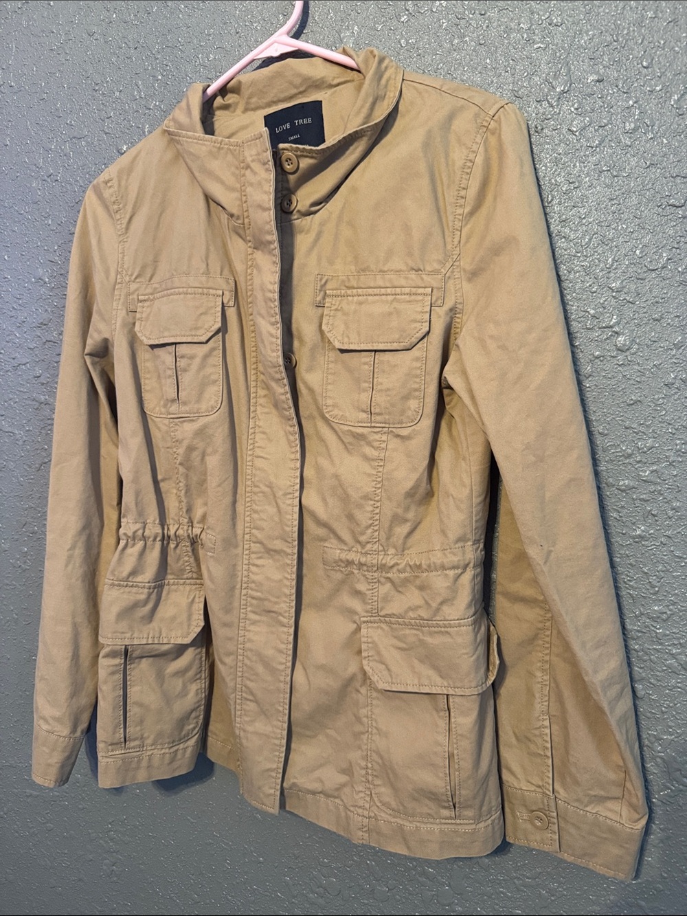 Love Tree Women’s Khaki Utility Jacket with Cinch Waist
